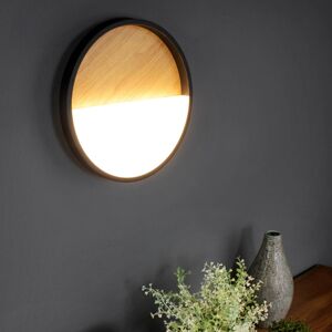 Vista LED fali lámpa, világos fa/fekete, Ø 30 cm