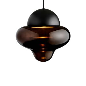 Nutty XL LED-es függőlámpa, barna / fekete, Ø 30 cm, üveg
