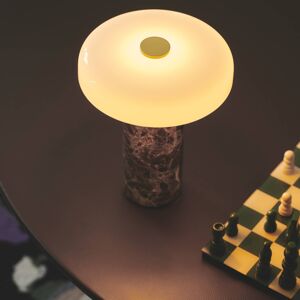 Trip LED újratölthető asztali lámpa, barna / fehér, márvány, üveg, IP44