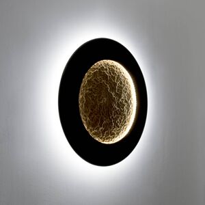 LED-es fali lámpa Luna Piena, barna-fekete/arany, Ø 80 cm