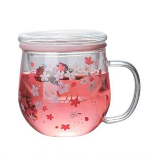 4Home Sakura Hot&Cool üvegbögre szitával, 400 ml
