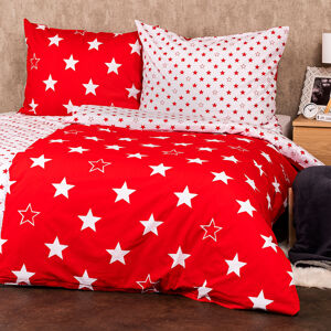 4Home Stars red pamut ágynemű, 160 x 200 cm, 70 x 80 cm, 160 x 200 cm, 70 x 80 cm