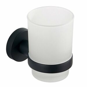 AQUALINE SB204 Samba üveg fogkefetartó pohár,  tejüveg, fekete