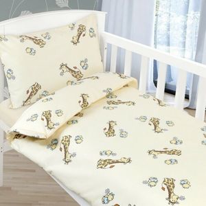 Agáta - Zsiráf gyermek pamut ágynemű, bézs, 90 x 135 cm, 45 x 60 cm
