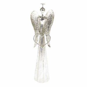Angel with heart larácsonyi fém LED dekoráció ezüst, 9,5 x 30 cm