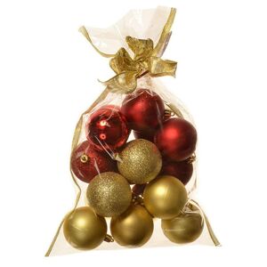 Becca karácsonyi dísz készlet, 16 db-os, átmérő : 6 cm, arany és piros