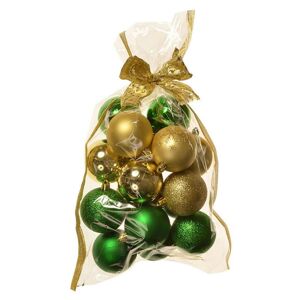 Becca karácsonyi dísz készlet, 16 db-os, átmérőx, arany és zöld