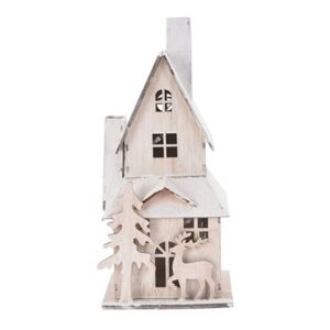 Christmas house fából készült LED házikó fehér, 9 x 20,5 x 9 cm
