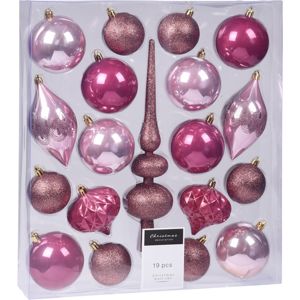 Clotte karácsonyi dísz készlet, rózsaszín, 19 db-os
