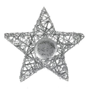 Csillag ezüst színű gyertyatartó teamécseshez, 20 x 5 x 20 cm