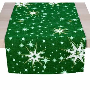 Csillagos karácsonyi asztali futó, zöld, 40 x 85 cm, 40 x 80 cm