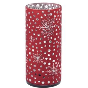 Cylinder with snowflakes karácsonyi  LED dekoráció, piros, 7 x 15 cm