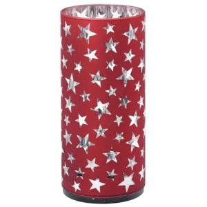 Cylinder with stars karácsonyi LED dekoráció,  piros, 7 x 15 cm