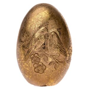 Dekoratív arany tojás madarakkal, 6 x 10 cm