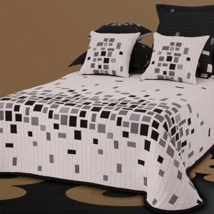 Derby ágytakaró, fekete-fehér, 140 x 220 cm + 1 db 40 x 40 cm, 140 x 220 cm