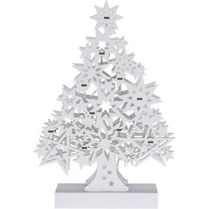 Fából készült karácsonyfa Lamezia fehér, 10 LED
