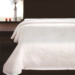 Floral ágytakaró, fehér, 140 x 220 cm, 140 x 220 cm