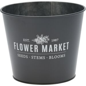 Flower market fém virágtartó kaspó, szürke, 17 x 14 cm