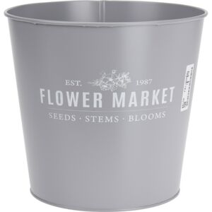 Flower market fém virágtartó kaspó, szürke, 18 x 15,8 cm