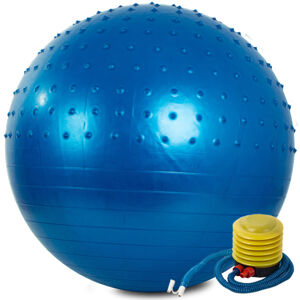 Gimnasztikai masszázslabda 65 cm pumpával, kék színű
