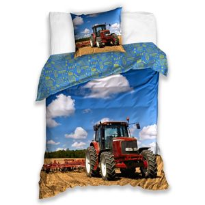 Gyermek pamut ágynemű Traktor a mezőn, 140 x 200 cm, 70 x 90 cm