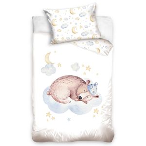 Gyermek pamut ágynemű kiságyba Alvó mackó, 100 x 135 cm, 40 x 60 cm