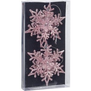 Hópehely karácsonyi dísz készlet, 11 cm, 2 db-os, rózsaszín