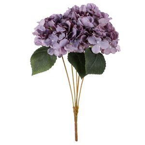 Hortenzia műcsokor lila, 5 virág, 20 x 43 cm