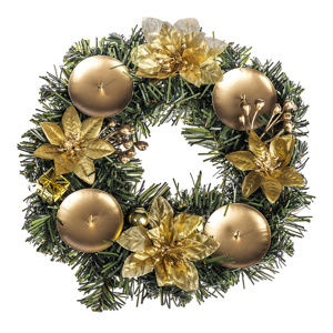 HTH Karácsonyi dekoráció mikulásvirággal átm. 25 cm arany 
