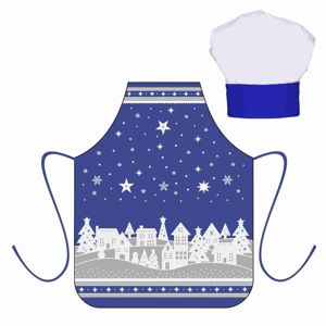 Karácsonyi gyermek szett - kötény szakácssapkával, kék