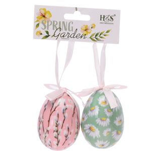 Húsvéti felfüggeszthető dekoráció Floral Eggs 2 db, színes