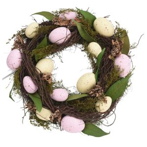 Koopman Húsvéti koszsorú tojásokkal rózsaszín, átmérő 30 cm