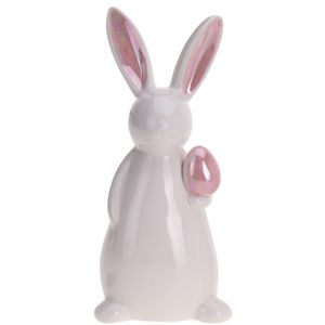 Koopman Húsvéti porcelán nyuszi tojással rózsaszín, 19 cm