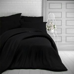 Kvalitex Stripe szatén ágynemű, fekete, 220 x 200 cm, 2 db 70 x 90 cm