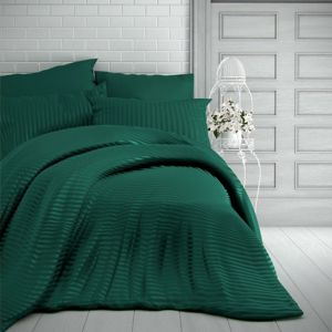 Kvalitex Stripe szatén ágynemű, sötétzöld