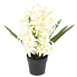 Liliom művirág, apró virágú, virágtartóban, fehér, 30 cm