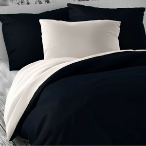 Luxury Collection szatén ágynemű, fehér/sötétkék, 140 x 200 cm, 70 x 90 cm, 140 x 200 cm, 70 x 90 cm
