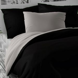 Luxury Collection szatén ágynemű, fekete/világosszürke, 200 x 200 cm, 2 db 70 x 90 cm, 200 x 200 cm, 2 ks 70 x 90 cm