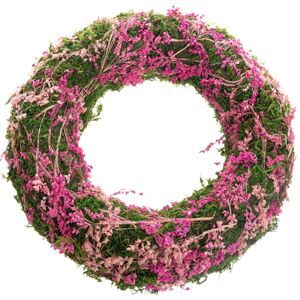 Moha koszorú szárított virágokkal, rózsaszínű, 30 x 7 cm