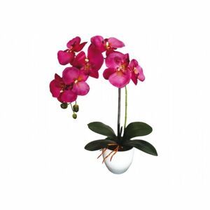 Mű orchidea virágtartóban 7 virággal, 55 cm, lila