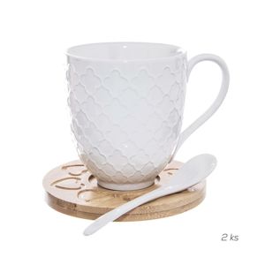 Orion Bambu porcelán csésze és csészealj készlet kiskanállal, 2 db-os