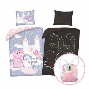 Peppa Pig gyerek világítós pamut ágyneműhuzat, 140 x 200 cm, 70 x 90 cm + ajándék ingyen