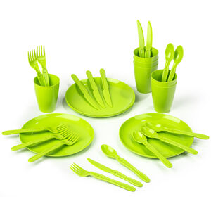Piknik műanyag evőeszköz készlet, 31 db,zöld