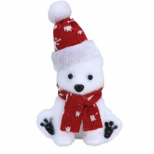 Polar bear műanyag dekoráció, piros, 10 x 7,5 x 17 cm