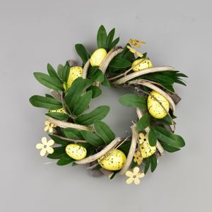 Rosita húsvéti rattan koszorú, sárga, 22 cm