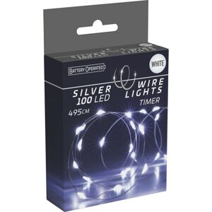 Silver lights fényfüzér időzítővel 100 LED, hidegfehér, 495 cm, 495 cm