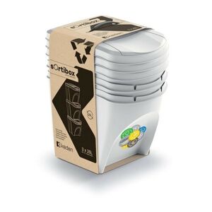 Sortibox szelektív hulladékgyűjtő  25 l, 3 db, hamuszürke