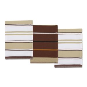 Stripe konyhai törlőruhák, bézs és barna, 50 x 70 cm, 3 db-os szett