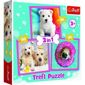 Trefl puzzle, kiskutyák, 3 db