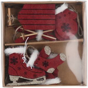 Winter karácsonyi dísz készlet, 10 db-os, piros, 16 x 16 x 3 cm